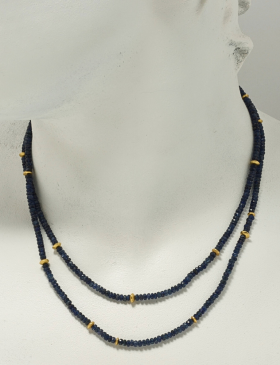 Sapphire and Gold Beaded Necklace