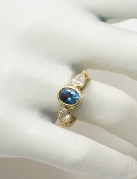 Bluebonnet Sapphire and Diamond Ring