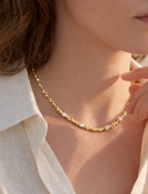 Gold Beaded Diamond Necklace View 2