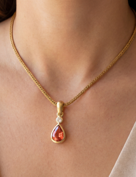 Imperial Topaz and Diamond Pendant