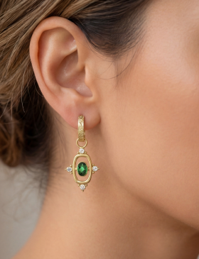 Grande Tabla with Green Tourmaline and Diamond Drops