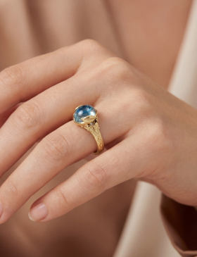 Vine Ring with Blue Moonstone and Diamonds