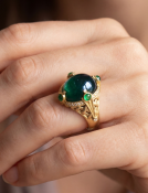 Indicolite Tourmaline Moorish Tapestry Ring View 2