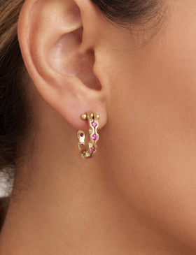 Small Cypress Hoop with Pink Sapphires