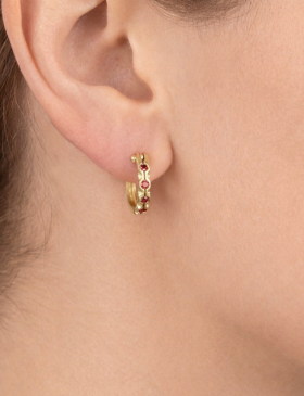 Small Orange Sapphire Cypress Hoops