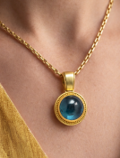 Indicolite Cabochon Pendant View 2