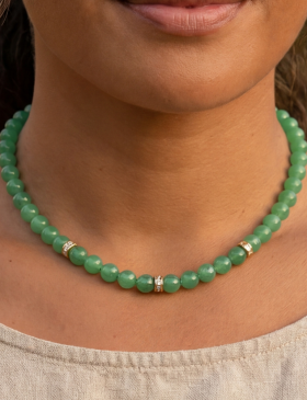 Chrysoprase and Diamond Beads