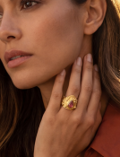 Long Nouveau Ring with Pink Tourmaline View 2
