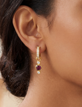 Rhodolite Garnet and Diamond Drops