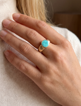 Kingman Turquoise Signet Ring