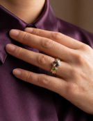 Rustic Diamond and Tsavorite Garnet Ring View 2
