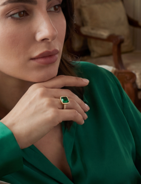 Tara Ring with Green Tourmaline and Diamonds