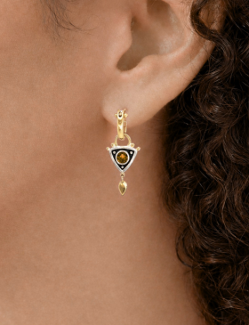 Mixed Metal Nissa Drops with Orange Sapphires