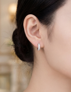 Platinum Pave Diamond Hoops