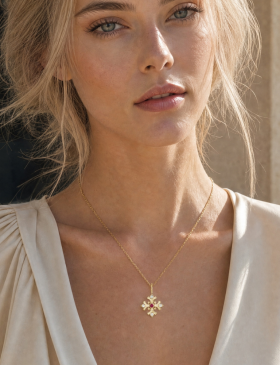 Gold Maltese Cross with Ruby and Diamonds