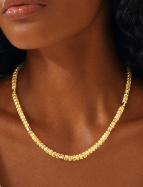 Yellow Sapphire and Gold Bead Necklace