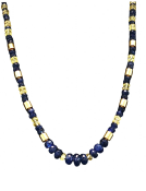 Blue and Yellow Sapphire necklace with 22k Gold Beads View 1