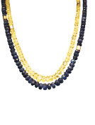 Double Strand of Blue and Yellow Sapphires with Gold Beads. View 1