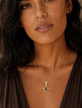 Golden Zircon Pendant with Cognac Diamonds