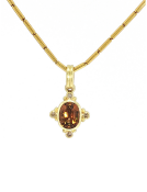 Golden Zircon Pendant with Cognac Diamonds View 1