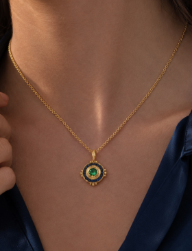 Tourmaline and Sapphire Sun Pendant