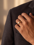 18k Gold Narrow Peened Band View 2