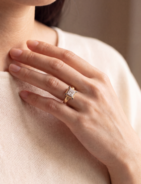 Princess Cut Diamond Ring with Sapphires