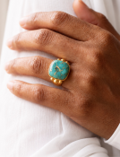 Kingman Turquoise Signet Ring View 2