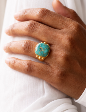 Kingman Turquoise Signet Ring