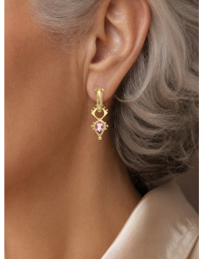 Crown Pear Drops with Pink Tourmaline