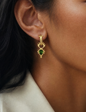 Chrome Tourmaline Pear Crown Drops