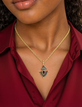 Siren Anchor Pendant with Garnet
