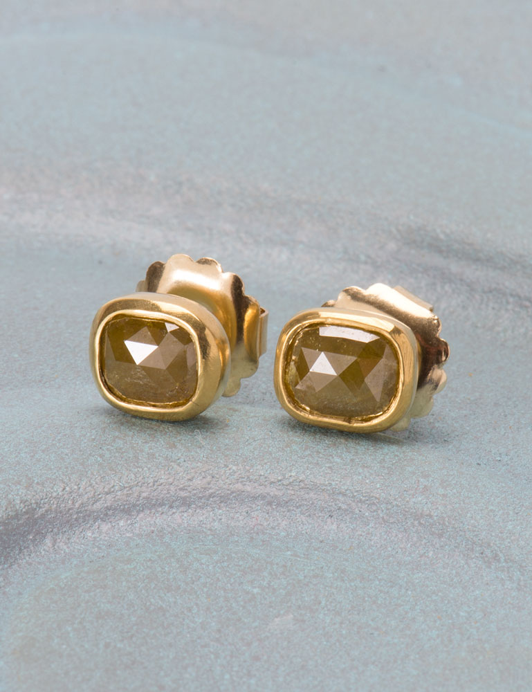 The Golden Eye: Rose Cut Caramel Diamond Studs