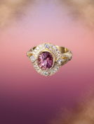 Padparadscha and Diamond Ring View 1