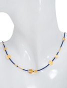 Lapis and Gold Disc Necklace View 2