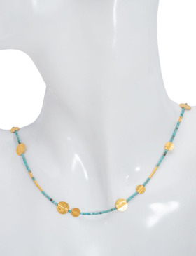 Turquoise and Gold Disc Necklace