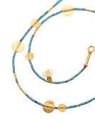 Turquoise and Gold Disc Necklace View 1