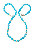 Turquoise and Gold Nugget Necklace View 1