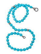 Turquoise and Diamond Rondelle Necklace View 1