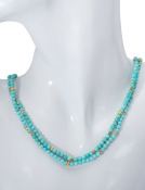 Turquoise and Gold Bead Necklace View 1