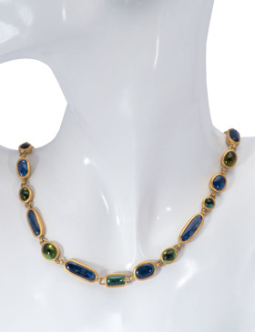 Kyanite and Tourmaline Lozenge Necklace