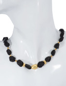 Black Tourmaline and Gold Bead Necklace View 1