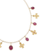 Tourmaline and Ruby Roman Cross Necklace View 1