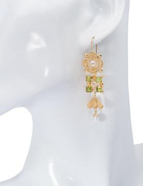 Peridot and Pearl Tortuga Earrings