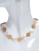 Flowers and Pearls Gold Necklace View 2