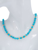 Turquoise and Gold Nugget Necklace View 2