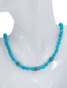 Turquoise and Mixed Metal Rondelle Necklace View 2