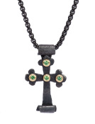 Blackened Steel Tsavorite Garnet Cross View 1