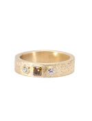 Square Cut Cognac and White Diamond Comet Band View 1