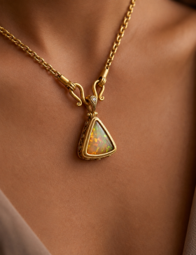 Ethiopian Opal Batu Pendant